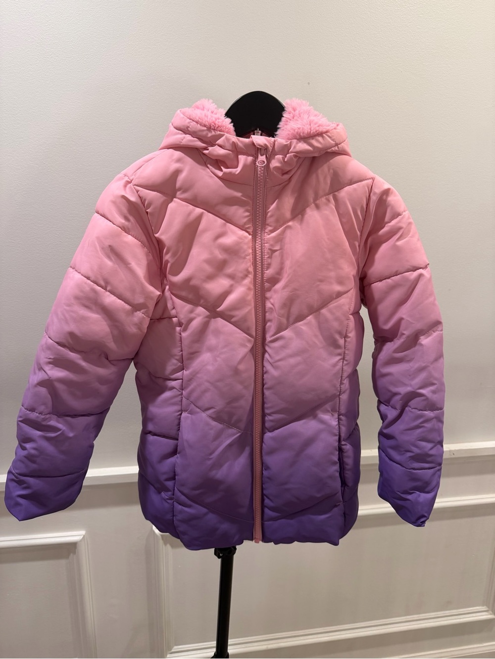 Swiss Tech Girls' Pink to Purple Ombre Puffer Jacket with Hood size 7/8